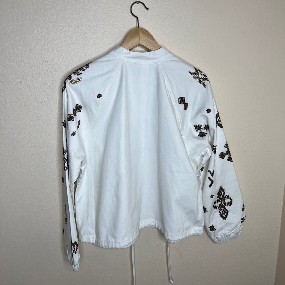 Chicos Aztec Embellished Bamber White Jacket 2 NWT - Picture 7 of 12